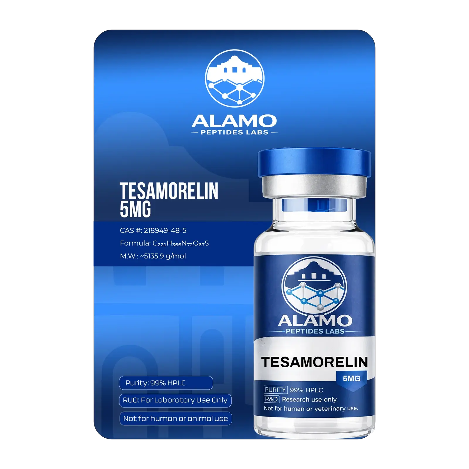 Alamo Peptides Labs Tesamorelin 10mg GHRH analog research peptide